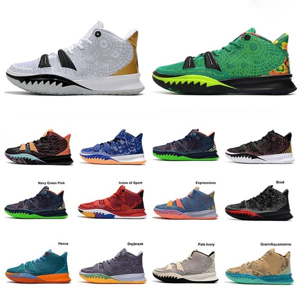 

basketball shoe metallic gold kyries 7s vii hendrix womens men ky-d weatherman horus pale ivory daybreak beach championship vibes urshoeszon, Black