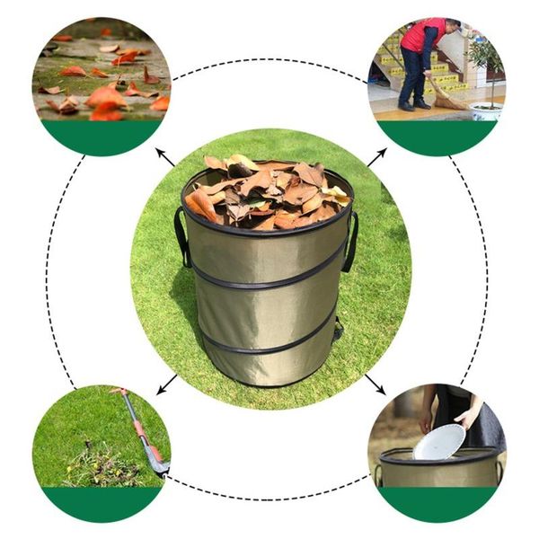 

waste bins collapsible container leaf trash can with handles 10 gallon reusable portable waterproof home outdoor yard gardening bag