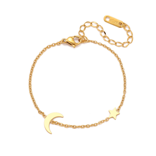 

link, chain 316l stainless steel minimalism casual guard stars moon charm bracelets for women fashion trend fine jewelry sab436, Black