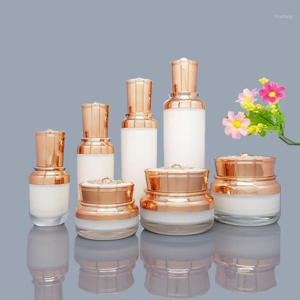 

storage bottles & jars 5pcs/lot 15/30/50g white acrylic eye/face cream jar 15/30/50ml diy luxury empty cosmetic lotion packing container sub