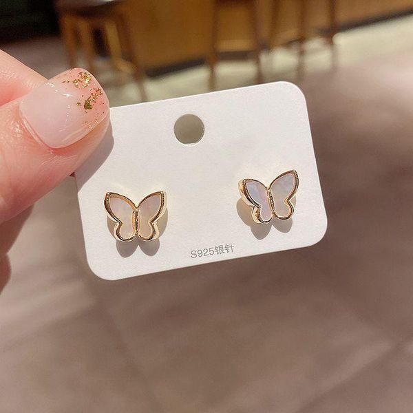 

stud exquisite butterfly earrings for women gold color natural shell fashion gift jewelry, Golden;silver