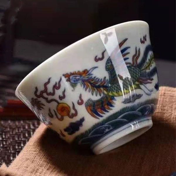 

cups & saucers antique ceramic tea cup qing dragon bowl phoniex teacup