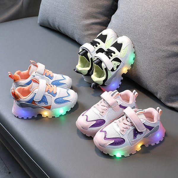 

led infant athletic kids shoes baby sneakers girls basketball boys children footwear autumn winter running shoe b7704, Black