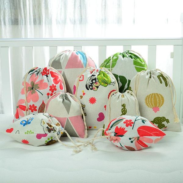 

storage bags 1pc cotton drawstring bundle pocket cactus pineapple bag clothing travel sundries cosmetic coins keys