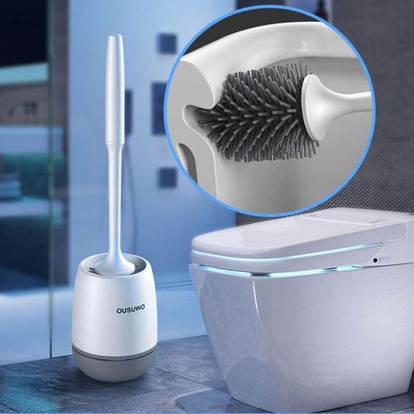 

bath accessory set toilet brush rubber base indoor equipment practical household supplies silicone flex wall hanging long holder wc