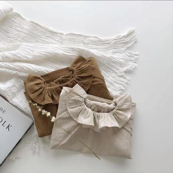 

korean baby girl ruffle blouse fall winter toddler girls long sleeve basic kids linen soft child korea top, White;black