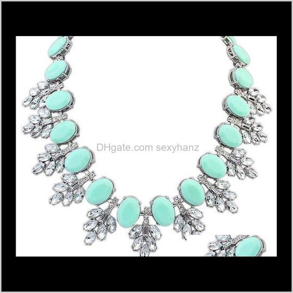 

pendant necklaces & pendants jewelry delivery 2021 vintage style crystal leaves drop bib collar choker chunky statement necklace women s9058, Silver