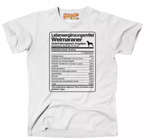 

T-Shirt Unisex dose Weimaraners Life Supplements Men Dog Dog Motif, Mainly pictures
