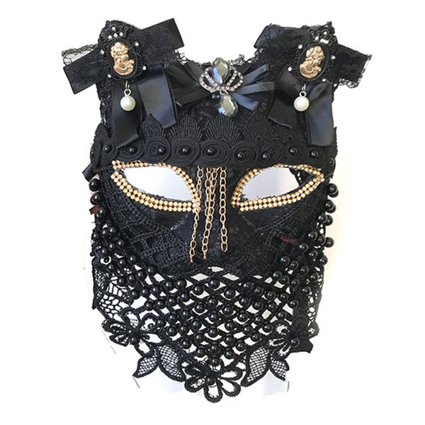 Schwarz Weiß Perle Perlen Schleier Maske Bar Nachtclub Party Zeigen Frauen Maskierte Sänger Requisiten Halloween Cosplay Katze Masken Zubehör