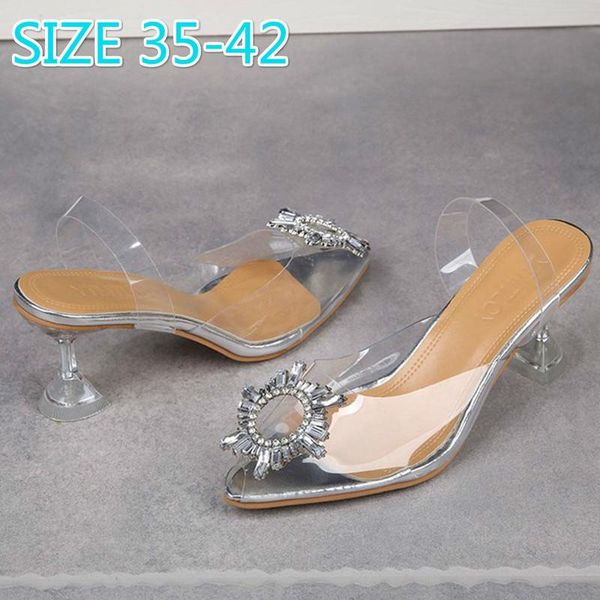 

dress shoes crystal women high heels pumps pointed toe pu fashion slingback party transparent thin, Black