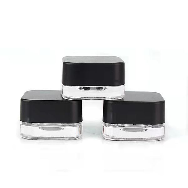 5 ml 5 g vaso concentrato in vetro premium cubo stile quadrato nero coperchio bianco contenitore olio denso