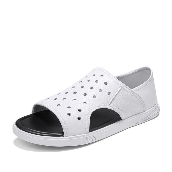 

sandals brand summer for men casual sandal shoes fashion slip-on loafers comfortable flat footwear zapatos hombre drop, Black