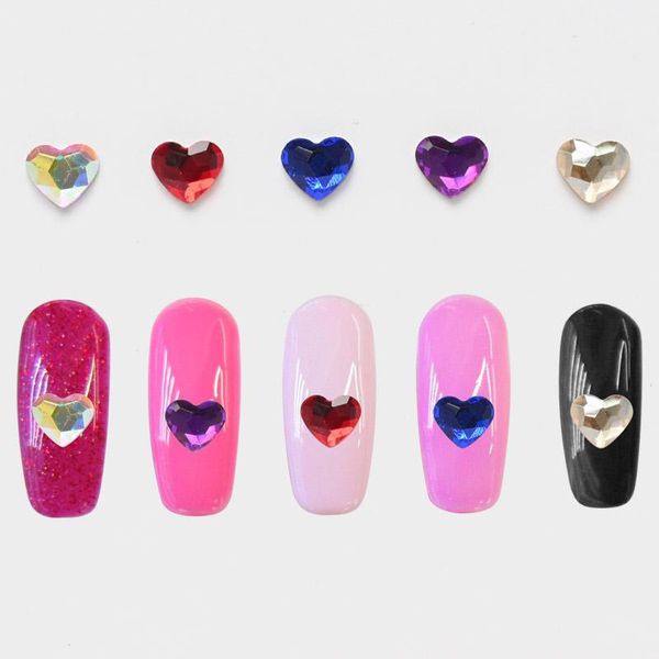 

20pcs 5.5*6mm chameleon stone diamond/heart crystal diamond lot nail art decorations 3d manicure uv gel diy jewelry accessory*##, Silver;gold