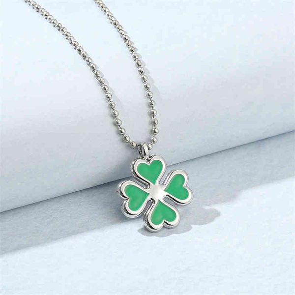 

tokyo revengers hinata tachibana anime four leaf clover pendant necklace character cosplay chain for woman girl jewelry, Silver