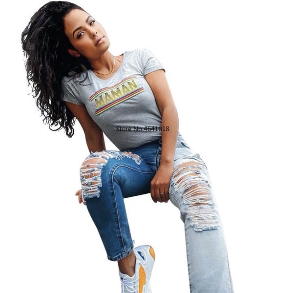 

women's jeans summer women high waist patchwork hole denim pants fashion streetwear trousers 4axo, Blue