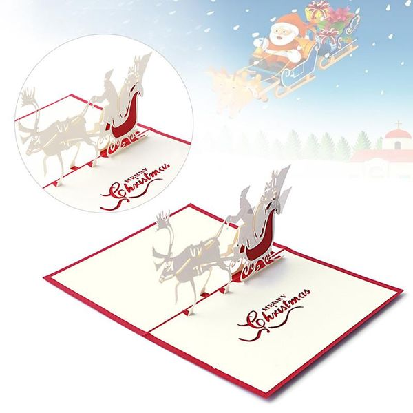 

greeting cards 2021 card christmas decorations 3d up holiday santa's sleigh deer thanksgiving gift