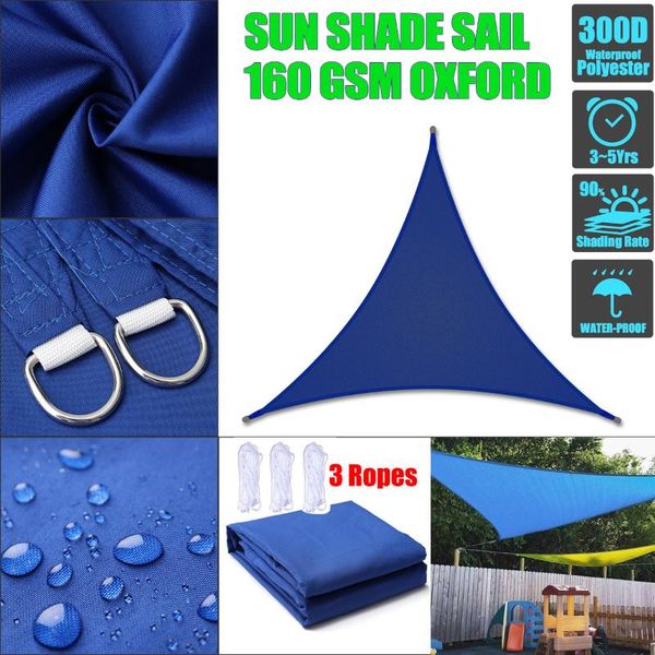 

shade blue 300d 8 sizes regular triangle sail waterproof polyester awning sun outdoor shelter garden camping canopy shed