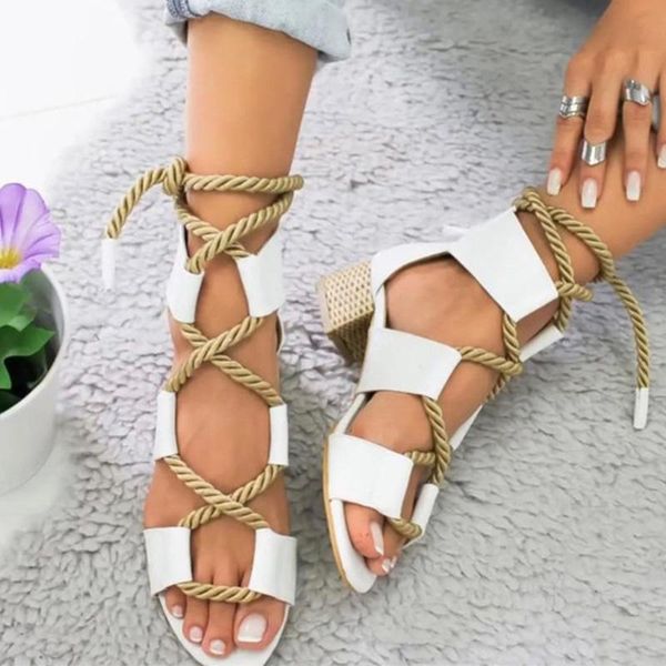 

women fashion sandals high heel peep toe lace up shoes summer beach boho gladiator, Black