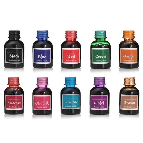 

10pcs 30ml colorful fountain pen ink refilling inks stationery school supplies 97qa pens
