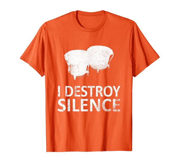 

i destroy silence - funny bongo drum players t-shirt, White;black