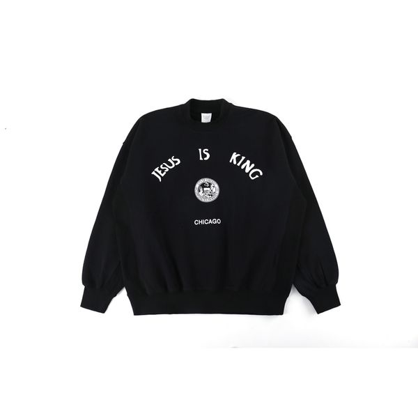 

men's hoodies & sweatshirts kanye west jesus is arttic king printout of man's fashionable font 100% cotton pullover sweatshirts co, Black