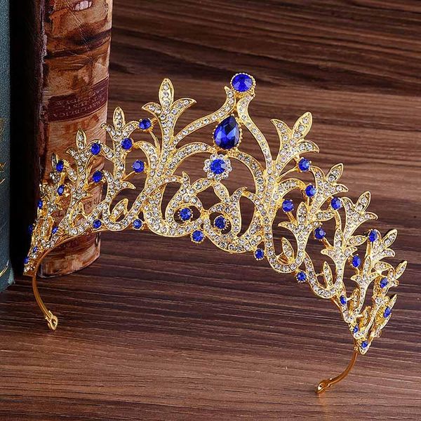

hair clips & barrettes fashion bride alloy rhinestone crown seaweed leaf wedding accessories headband female jewelry maea99, Golden;silver