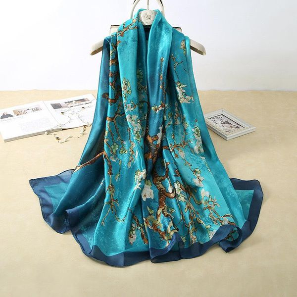 

hair accessories women silk scarf print satin head light thin square shawl bohemian retro scarves elegant hijab for ladies 90*180cm