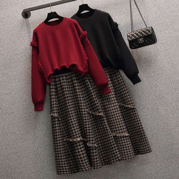 

women's sweaters sweaters size women's clothing autumn and winter fat mm thin cover meat foreign style age reducing red sweater tw, White;black