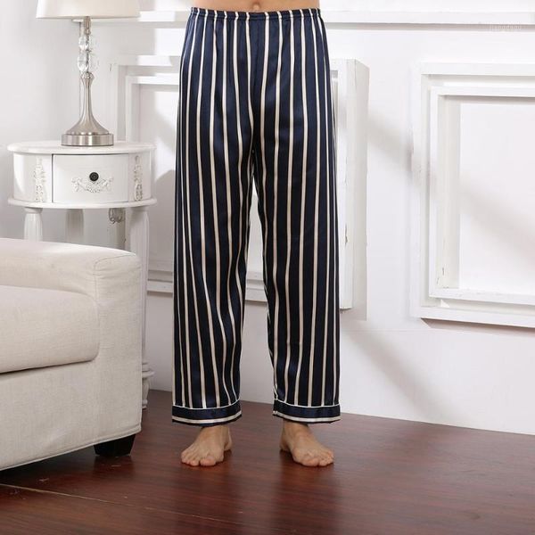 

men's high-quality sleep bottoms pants sleepwear nightgown pajama male nightwear satin lingerie casual daily trousers pijamas, Black;brown