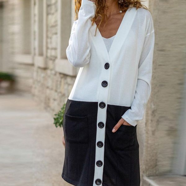 

women's trench coats autumn winter casual long sleeve women elegant patchwork single breasted cardigan fashion pocket loose jacket, Tan;black