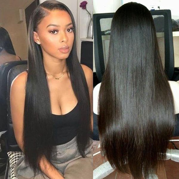 

13x6 straight human hair wigs lace1, Black;brown