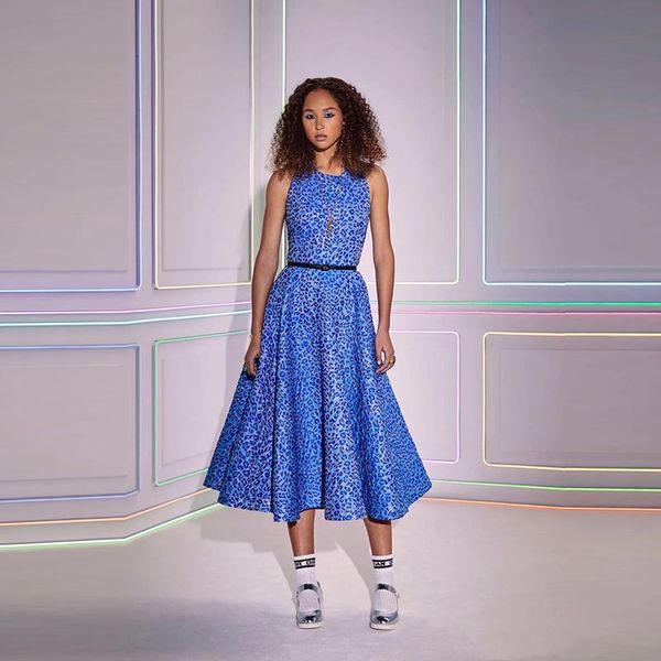 

casual dresses runway summer stunning blue sleeveless jacquard dress women's 210611xp01, Black;gray