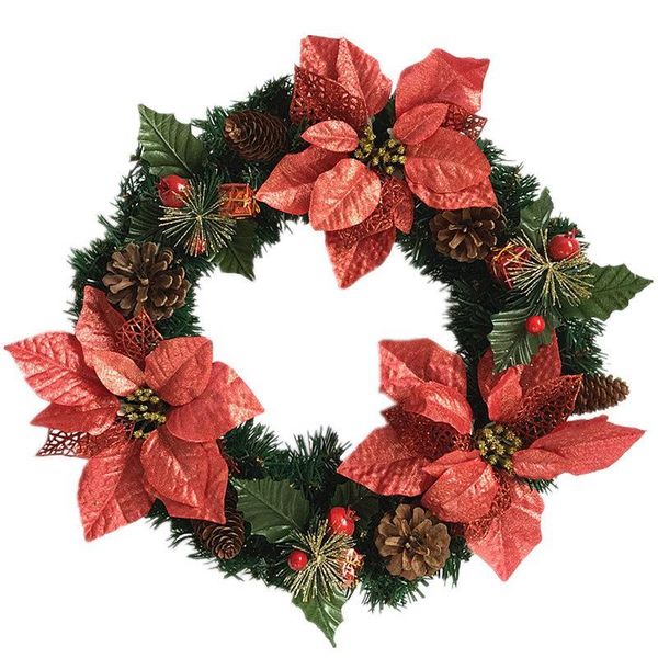

inch christmas wreaths garlands for door hanger outdoor home decor,included artificial pine cones and silk flower decorative flowers &