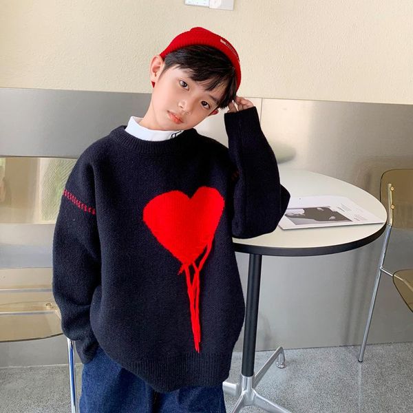 

pullover boys sweater winter fashion love thicken knitted teen kids casual 10 14 years children undershirt clothing, Blue