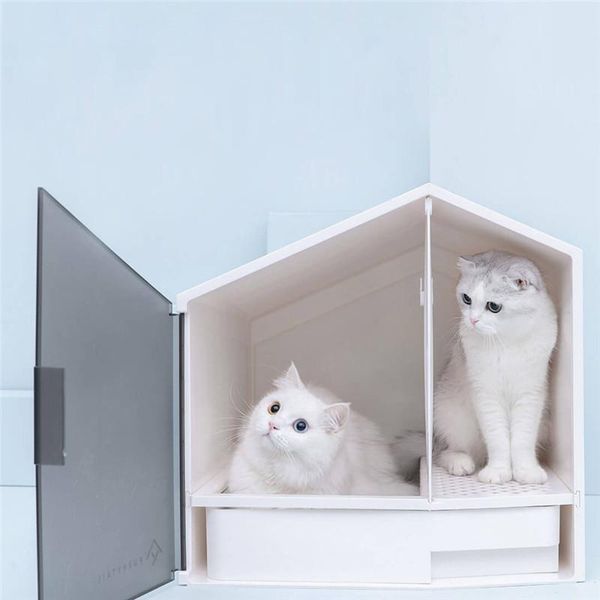 

other cat supplies 7l toilet semi-open anti-splash litter box l-shaped sand-proof pet cleaning large space