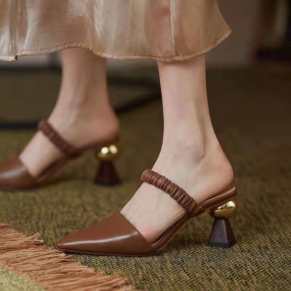 

slippers women summer pumps high heels fashion sandals tip design female party wedding dating flip flops, Black