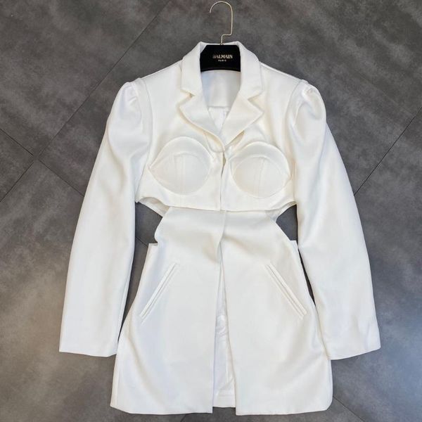 

women's jackets zcsmll fall 2021 lapel long sleeves coat waist slits three-dimensional chest pads loose streetwear fashion women suit j, Black;brown