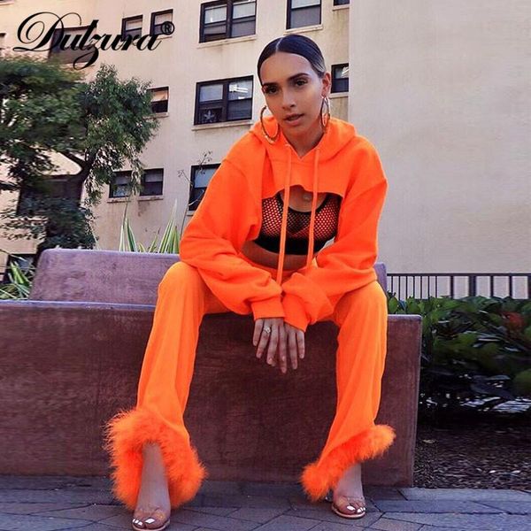 

women's pants & capris dulzura women fluorescence orange streetwear flare trousers 2021 autumn winter christmas high waist fashion clot, Black;white