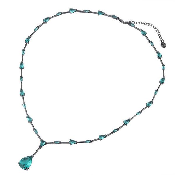 

pendant necklaces omyfun brazil luxury statement necklace with green-tourmaline glass crystal charm link wedding jewlry n014, Silver