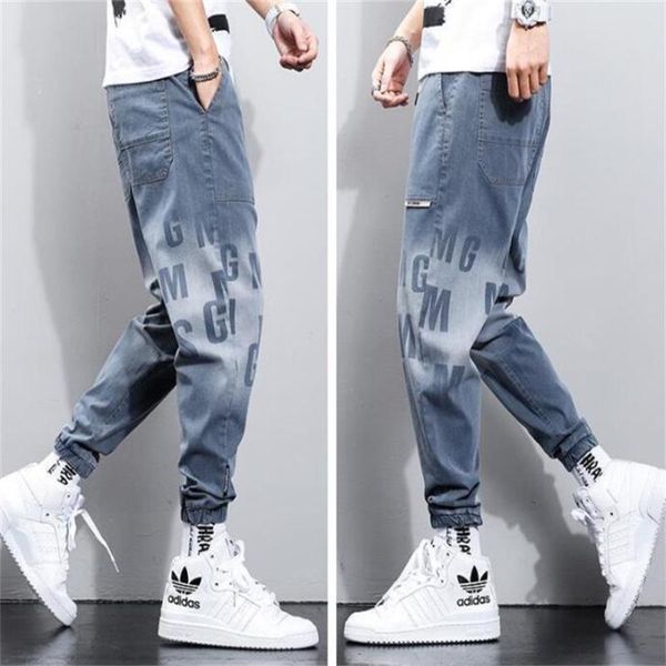 

men's pants spring and autumn 2021 korean version of the trend foot harun loose nine thin casual long jeans men, Black