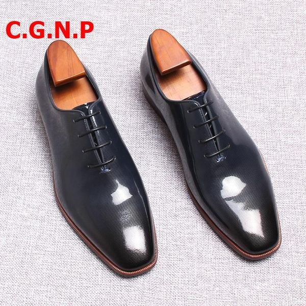 

dress shoes c.g.n.p fashion british style blue patent leather men genuine formal mens oxfords wedding, Black