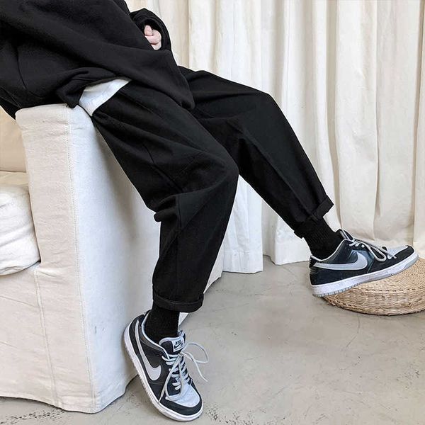

men's pants streetwear hip hop cargo women spring autumn japanese joggers trousers male casual harem men drop 8ekn 8m4i, Black