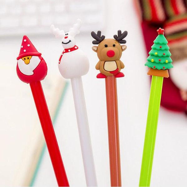 

4pc christmas gel pen cartoon creative santa claus black accessories office school supplies korea stationery pens