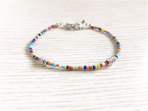 

beaded, strands fashion seed bead bracelets colorful beads bracelet rainbow mini beaded bangle multi color, Black