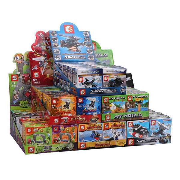 

children's puzzle toys compatible with lego building blocks my world plant war zombie boy girl gift