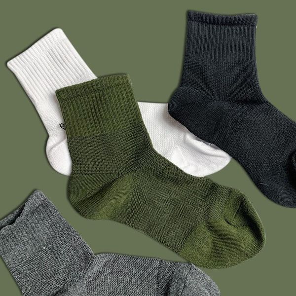 

men's socks sports in the tube thickened towel bottom mesh breathable toe to prevent bursting gifts for men, Black