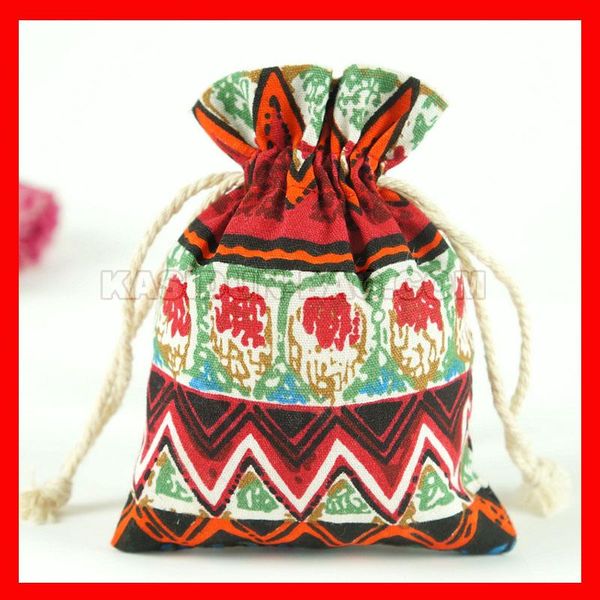

shopping bags 100pieces/lot small drawstring linen cotton fabric gift