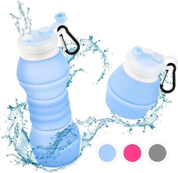 

water bottle portable folding with button outdoor sports equipment drinking container one piece