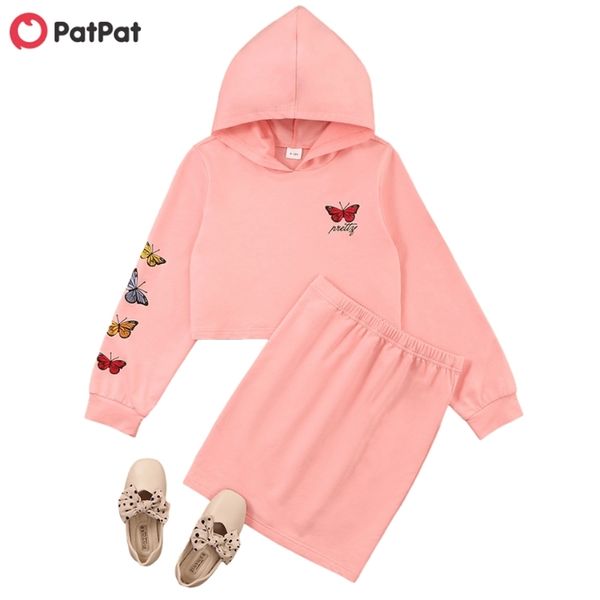 

spring and autumn kid girl butterfly skirt suit 210528, White