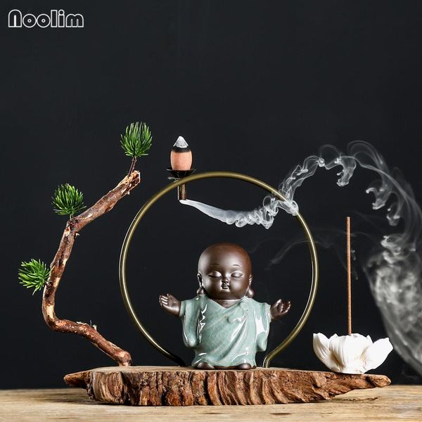 

fragrance lamps little monk buddha sun wukong backflow incense burner creative lotus stick holder home office tea house decoration